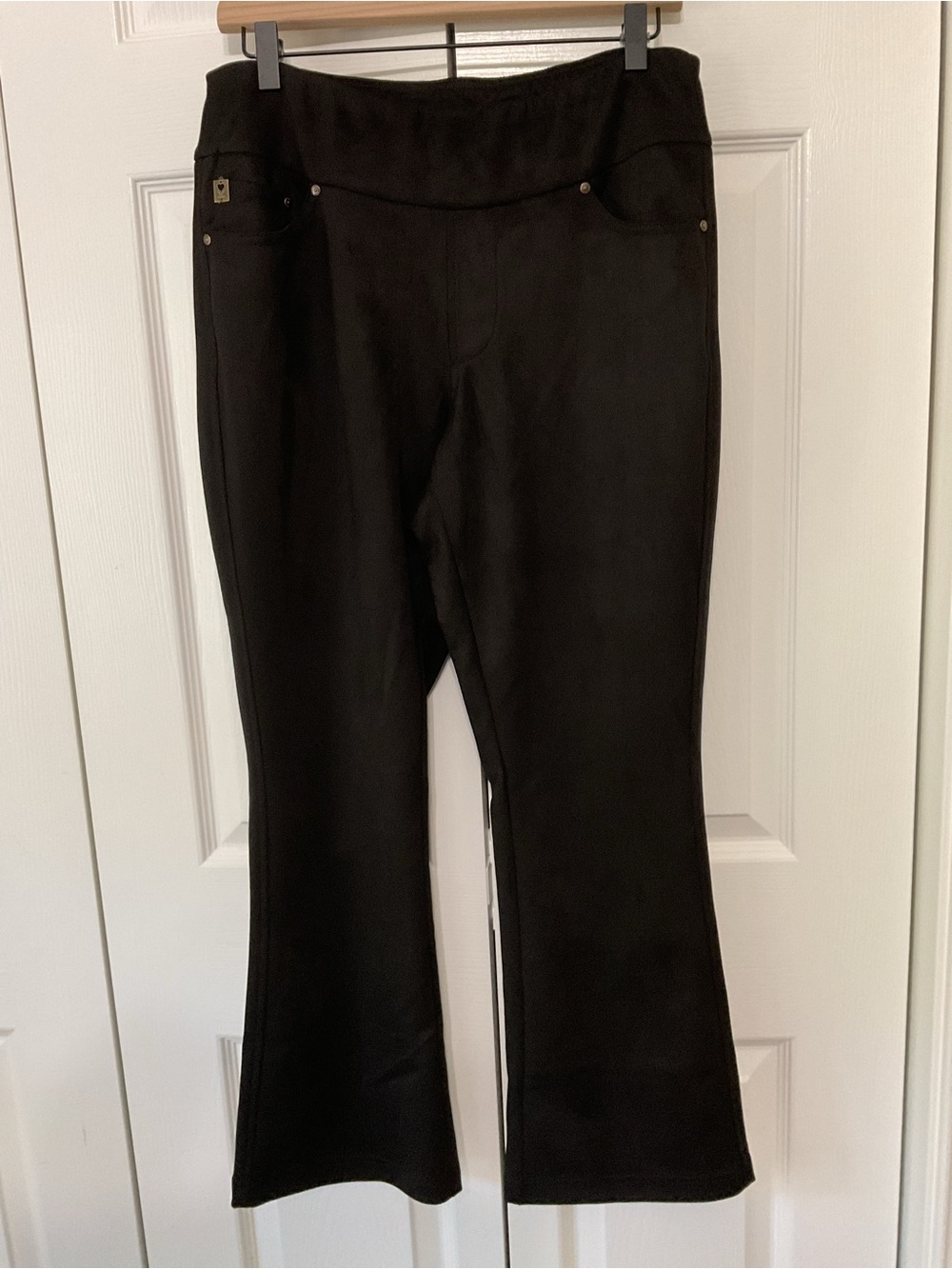 Kim Gravel faux suede  Black Stretch bootcut Jeans